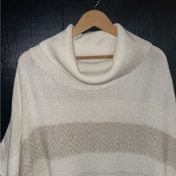 Soft Surroundings Meribel Striped Cowl Neck Poncho Sweater Soft Cozy Oversized - Picture 3 of 11